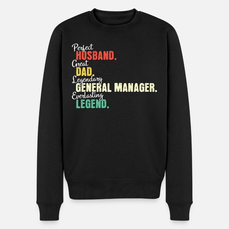 General Manager Papa - Männer Premium Bio Pullover - Schwarz