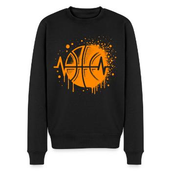 Basketball Herzlinie - Männer Premium Bio Pullover - Schwarz - Vorne - Nico (187cm)