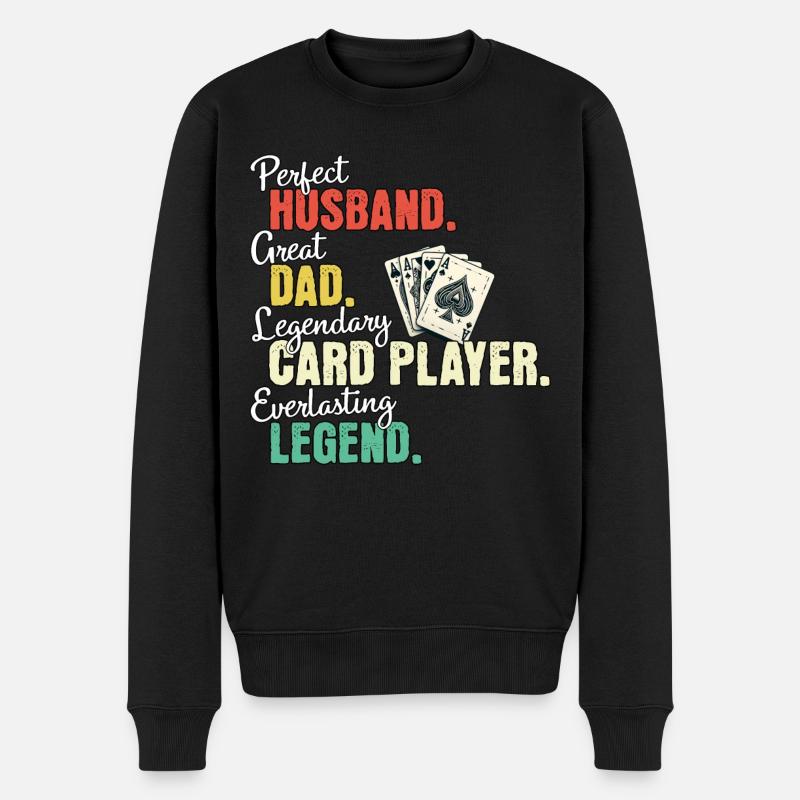 Kartenspieler Papa - Männer Premium Bio Pullover - Schwarz