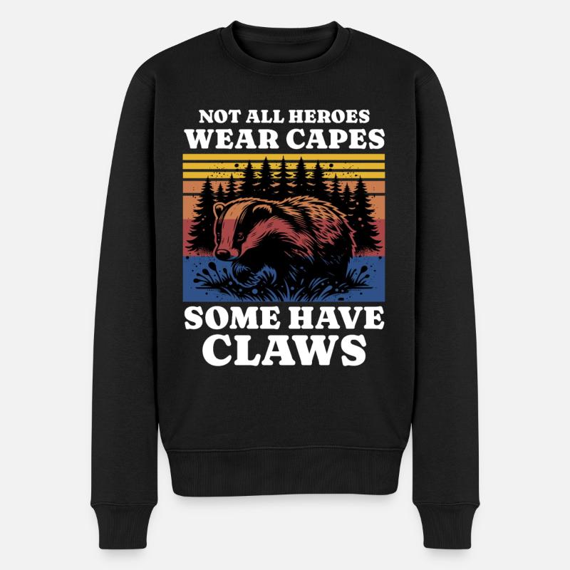 Honigdachs Spruch - Männer Premium Bio Pullover - Schwarz