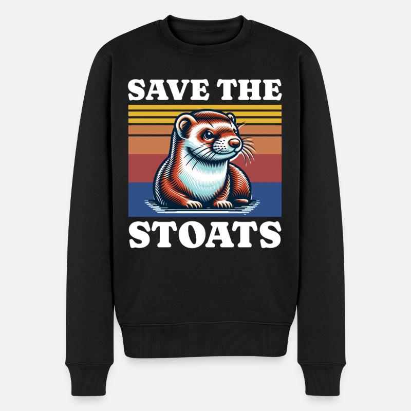 Save Stoat - Männer Premium Bio Pullover - Schwarz