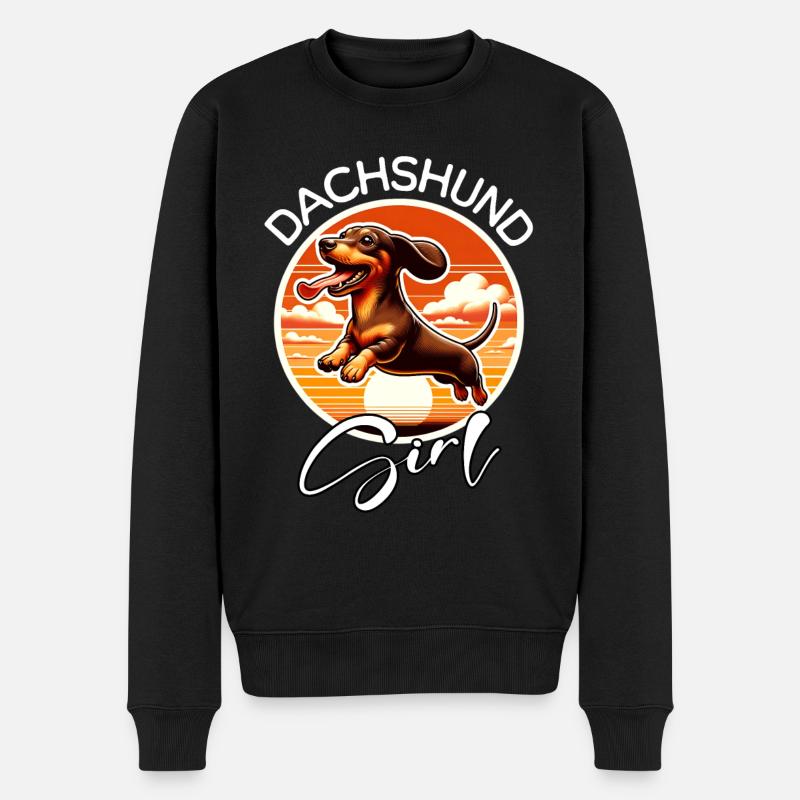 Dachshund Girl - Männer Premium Bio Pullover - Schwarz