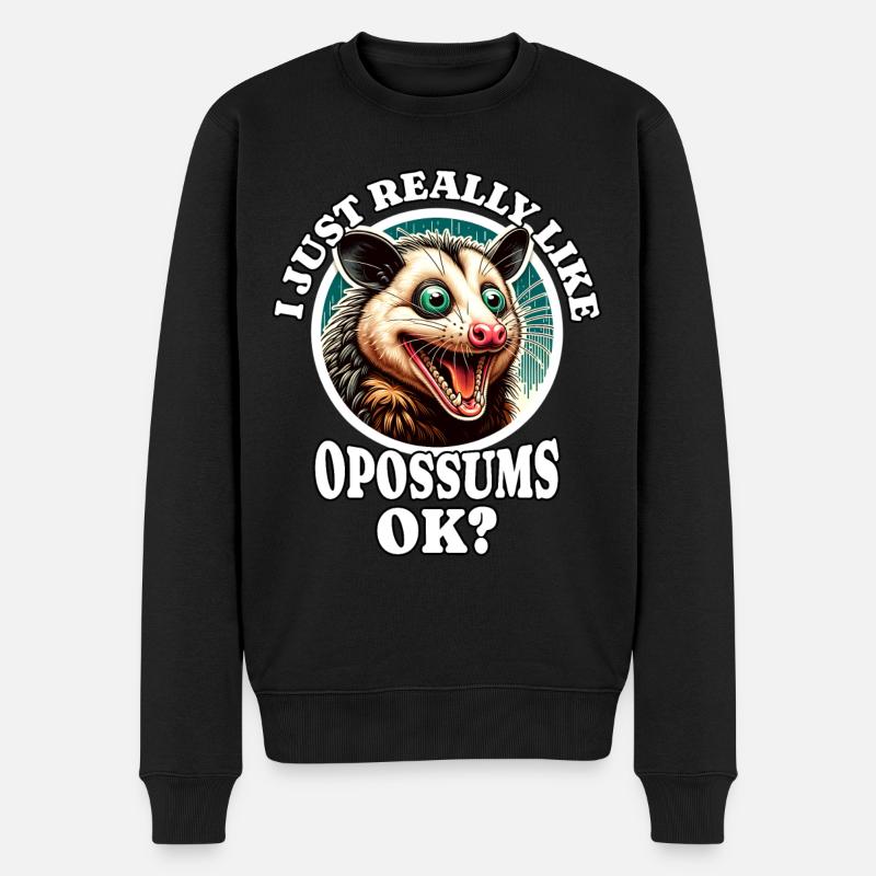 Ich Liebe Opossum Spruch - Männer Premium Bio Pullover - Schwarz