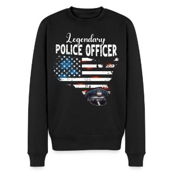 Polizist US - Männer Premium Bio Pullover - Schwarz - Vorne - Nico (187cm)