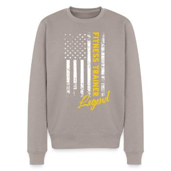 Fitness Trainer Legend - Men's Premium Organic Jumper - taupe - Front - Nico (187cm)