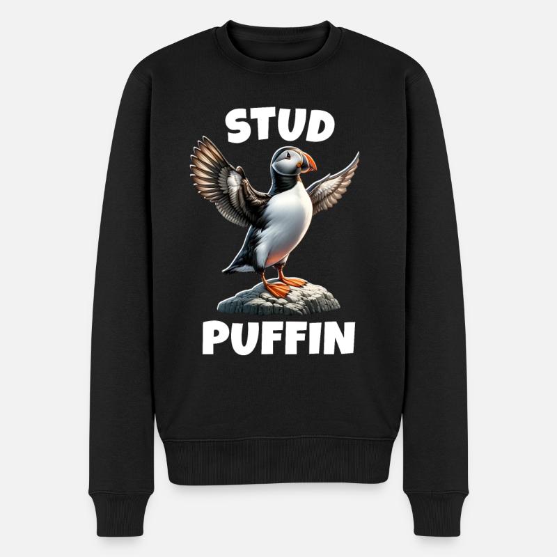 Papageientaucher Spruch - Männer Premium Bio Pullover - Schwarz
