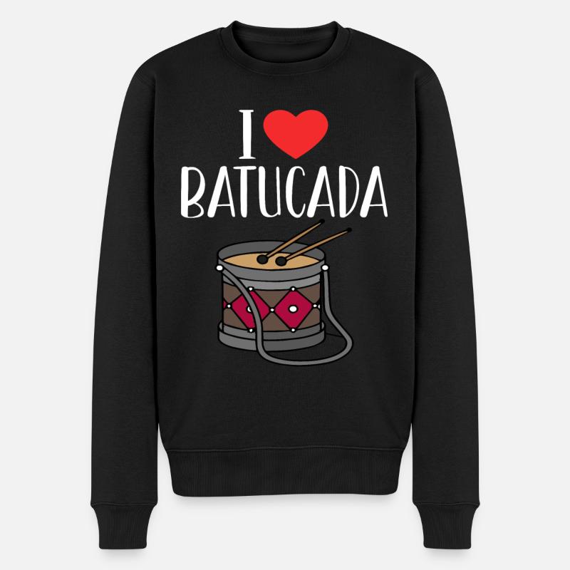 Batucada-Trommel-Humor - Männer Premium Bio Pullover - Schwarz