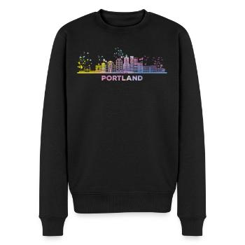 Portlander Skyline Portland - Männer Premium Bio Pullover - Schwarz - Vorne - Nico (187cm)
