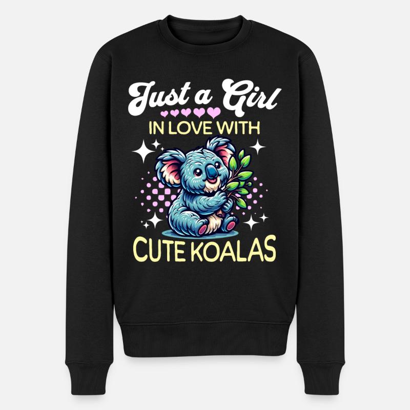 Koala Mädchen - Männer Premium Bio Pullover - Schwarz