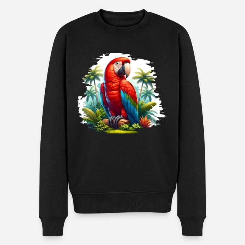 Papageie - Männer Premium Bio Pullover - Schwarz