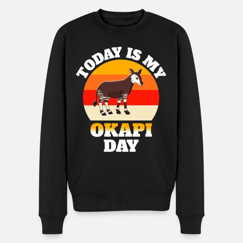 Waldgiraffe Okapi - Männer Premium Bio Pullover - Schwarz