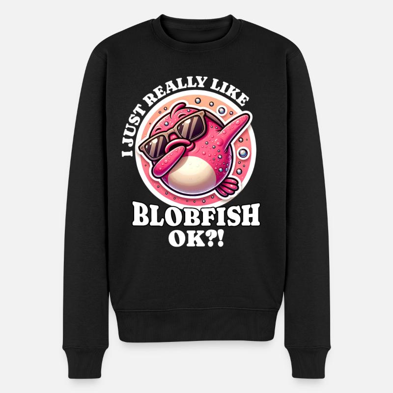 Ich Liebe Blobfisch Spruch - Männer Premium Bio Pullover - Schwarz