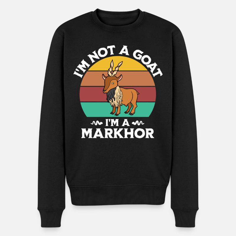 Schraubenziege Spruch Markhor - Männer Premium Bio Pullover - Schwarz
