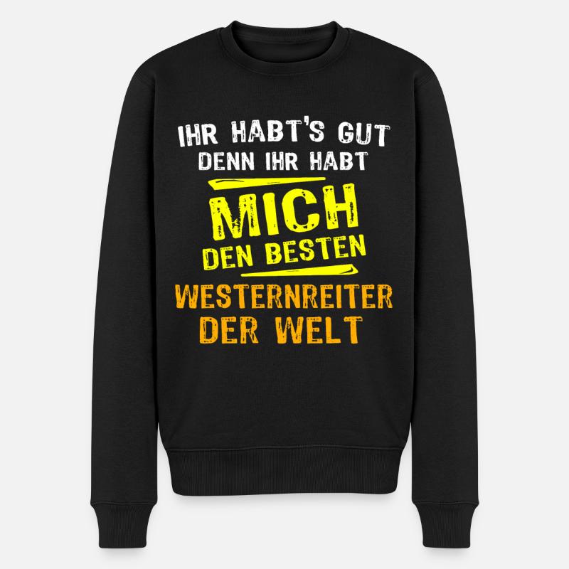 Westernreiter Geschenk - Männer Premium Bio Pullover - Schwarz