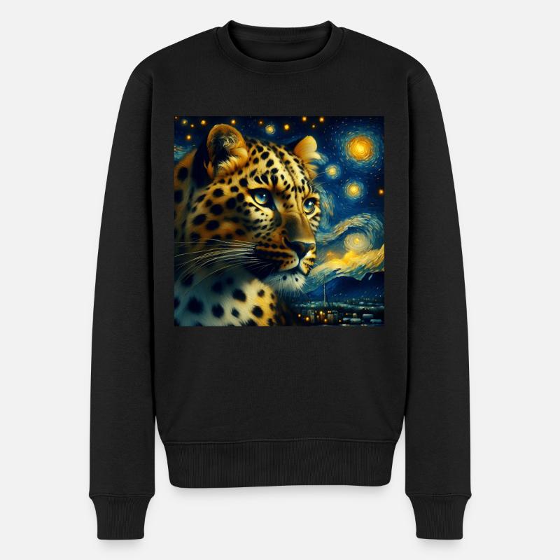 Amurleopard Starry Night - Männer Premium Bio Pullover - Schwarz