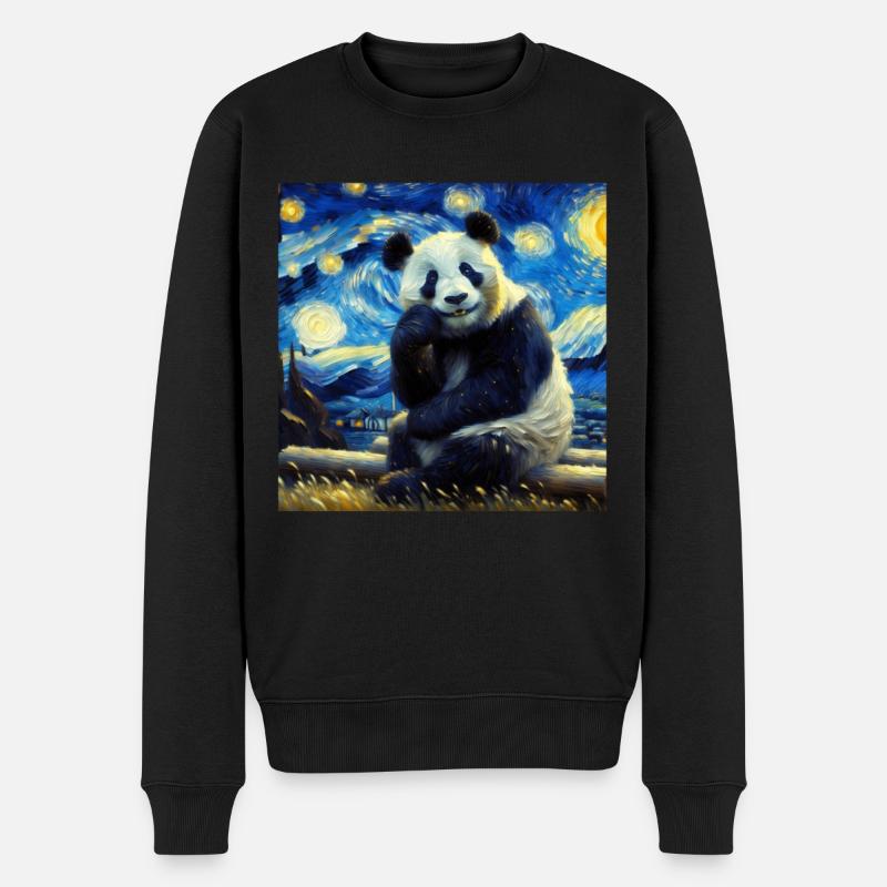 Panda Ours Nuit étoilée Panda - Pull Premium bio Homme - noir