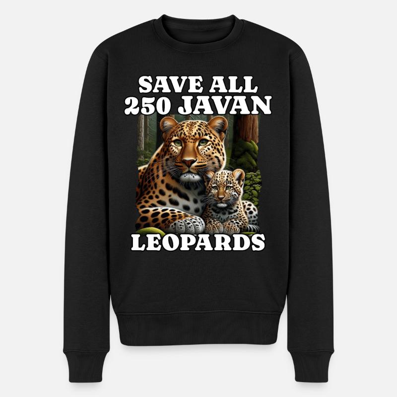 Save Java Leopard - Männer Premium Bio Pullover - Schwarz