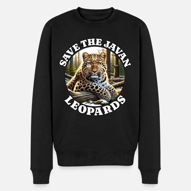 Java Leopard - Männer Premium Bio Pullover - Schwarz