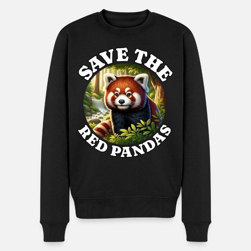 Roter Panda - Männer Premium Bio Pullover - Schwarz