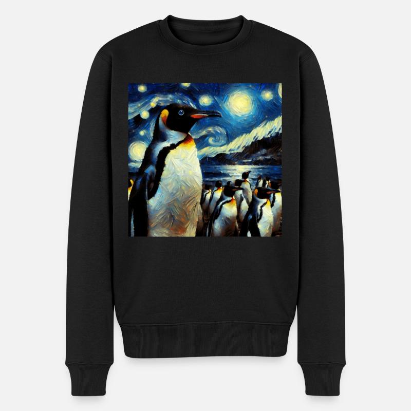 Galapagos Pinguin Starry Night - Männer Premium Bio Pullover - Schwarz