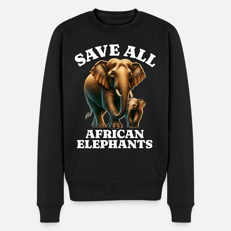 Sauvons l’éléphant d’Afrique - Pull Premium bio Homme - noir