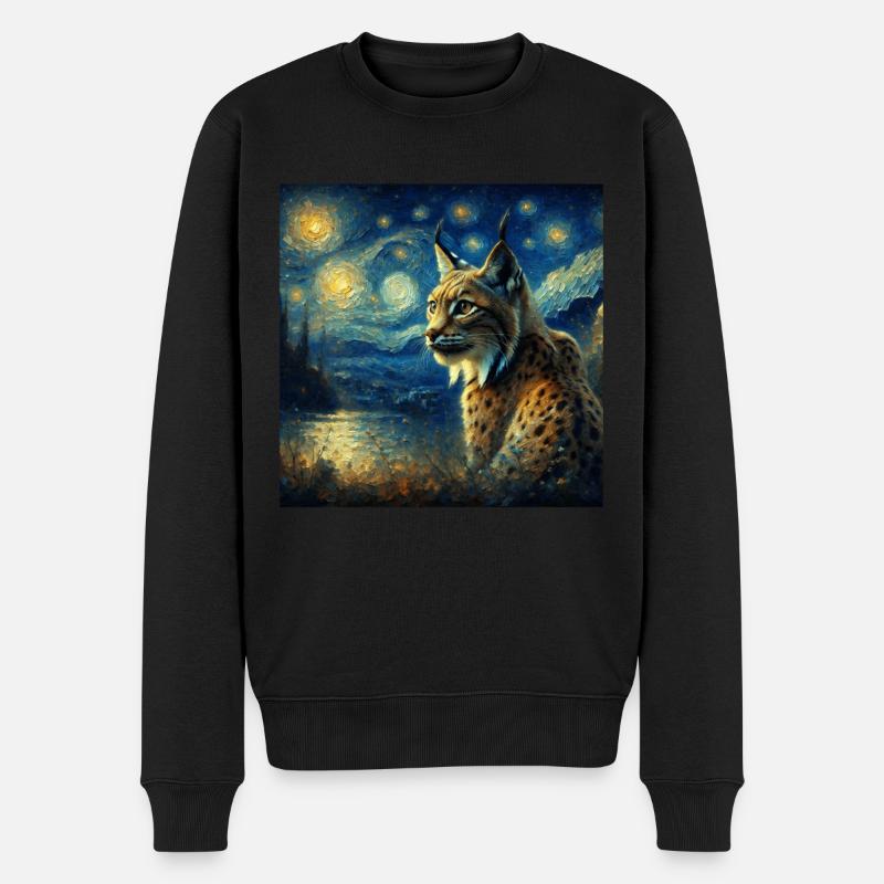 Lynx ibérique Nuit étoilée - Pull Premium bio Homme - noir