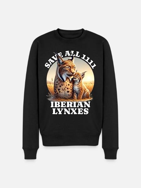Save Iberischer Luchs - Männer Premium Bio Pullover - Schwarz