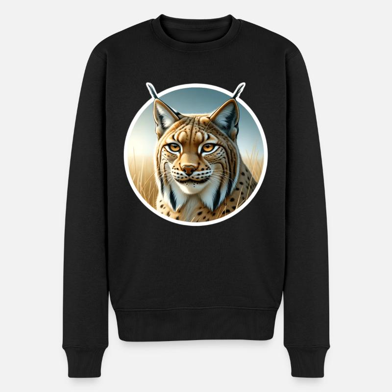 Iberischer Luchs - Männer Premium Bio Pullover - Schwarz