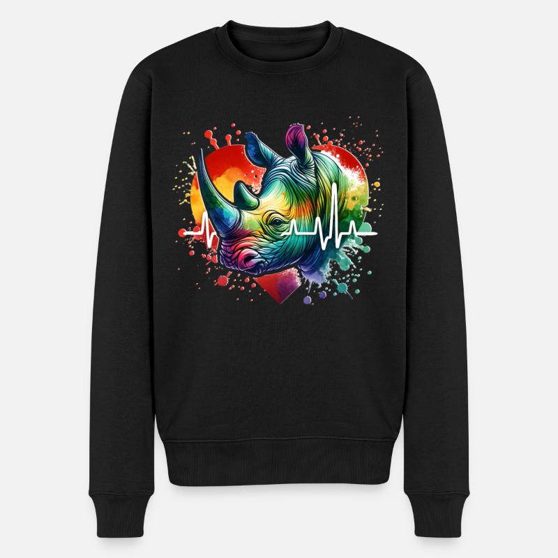 Rhino Nashorn EKG - Männer Premium Bio Pullover - Schwarz