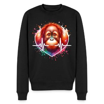Orangutan ECG - Men's Premium Organic Jumper - black - Front - Nico (187cm)