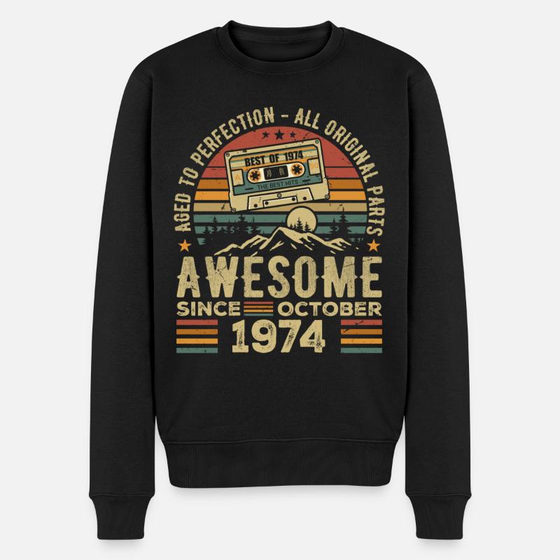 Octobre 1974 Cadeau D anniversaire Octobre 1974 - Pull Premium bio Homme - noir