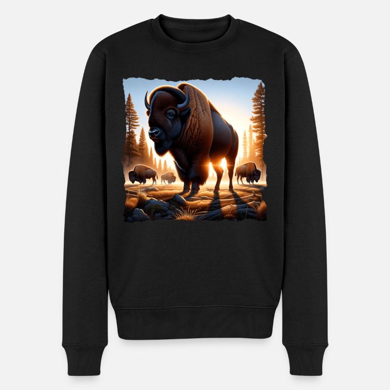 Bison Bison des prairies - Pull Premium bio Homme - noir