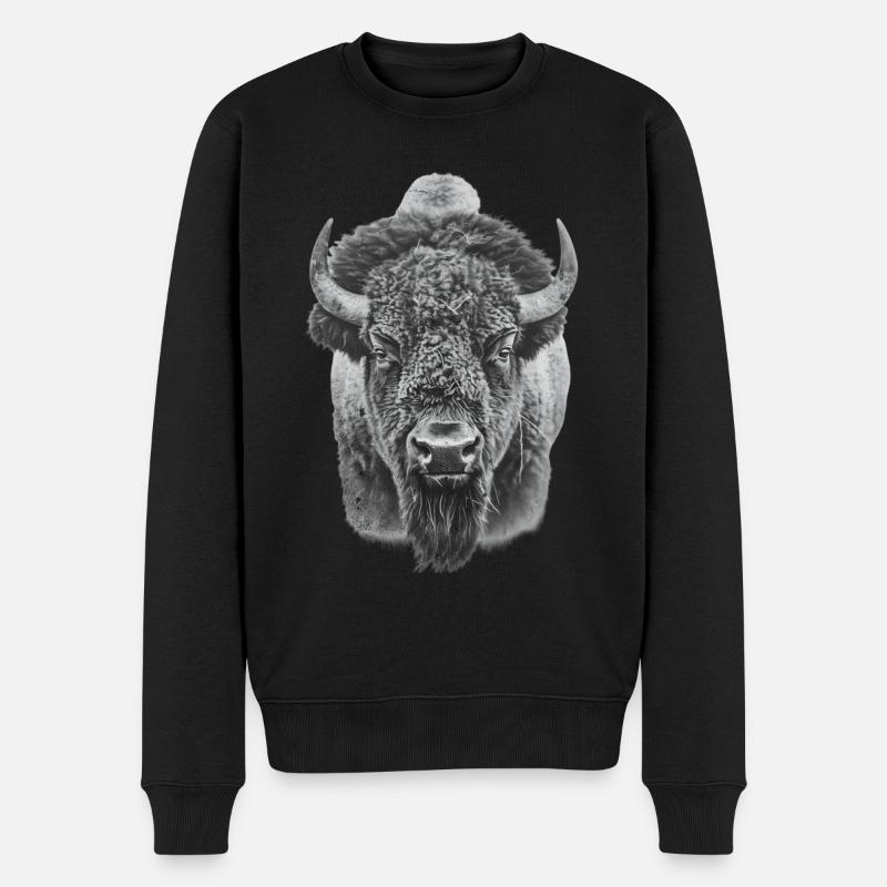 Bison Bison des prairies - Pull Premium bio Homme - noir