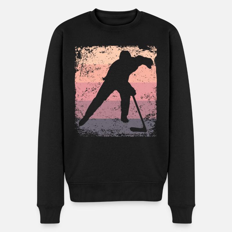 Eishockeyspieler Vintage Eishockey - Männer Premium Bio Pullover - Schwarz