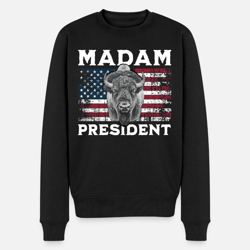 Bison États-Unis - Pull Premium bio Homme - noir