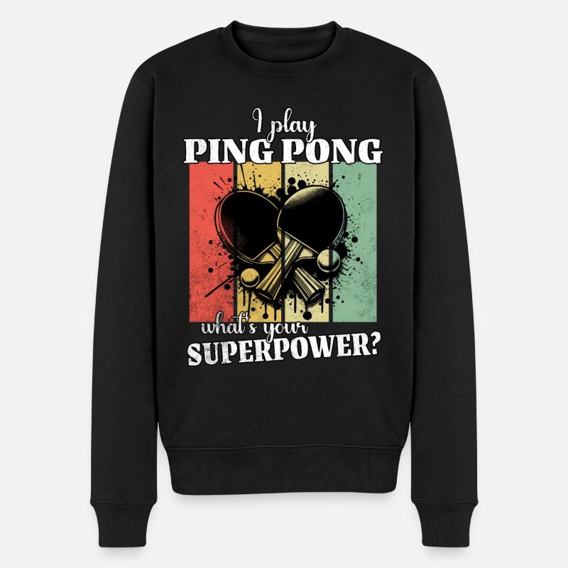 Lustiger Ping Pong Spruch - Männer Premium Bio Pullover - Schwarz