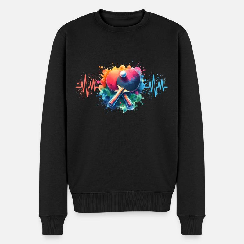 Ping Pong Herzlinie - Männer Premium Bio Pullover - Schwarz