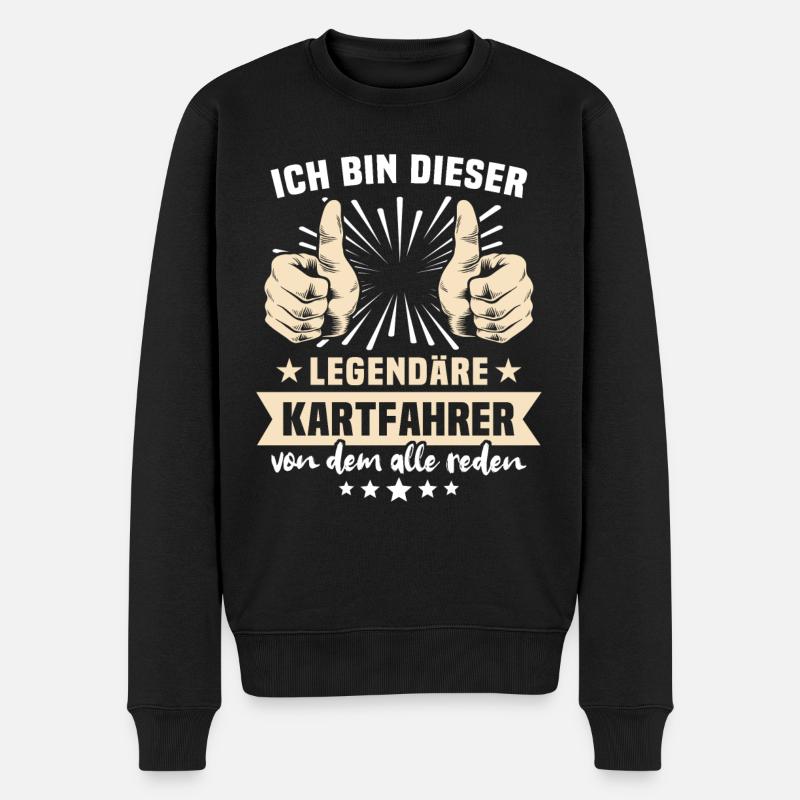 Kartfahrer Sprüche - Männer Premium Bio Pullover - Schwarz