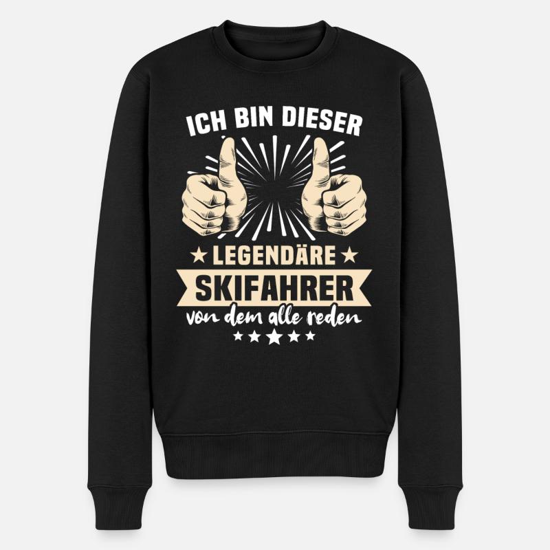 Skifahrer Sprüche - Männer Premium Bio Pullover - Schwarz