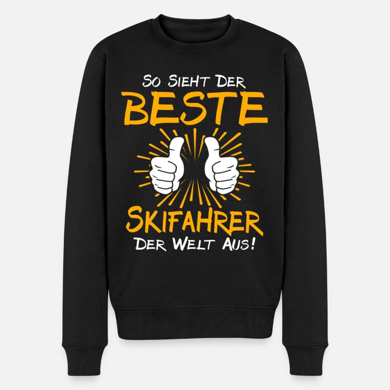 Skifahrer Geschenkidee - Männer Premium Bio Pullover - Schwarz