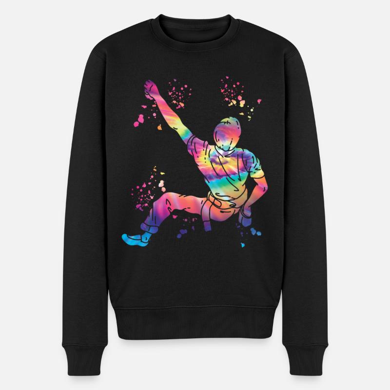 Boulderer Colorsplash Boulder Bouldern - Männer Premium Bio Pullover - Schwarz