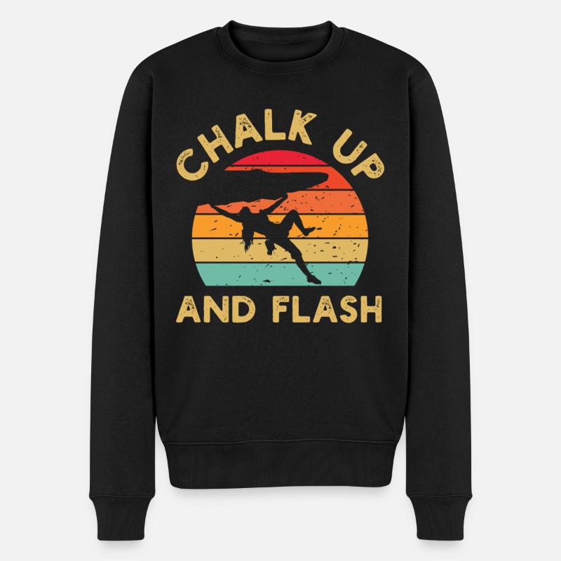 Chalk Up Und Flash Boulderer Boulder - Männer Premium Bio Pullover - Schwarz