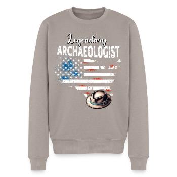 Archaeologist - Men's Premium Organic Jumper - taupe - Front - Nico (187cm)