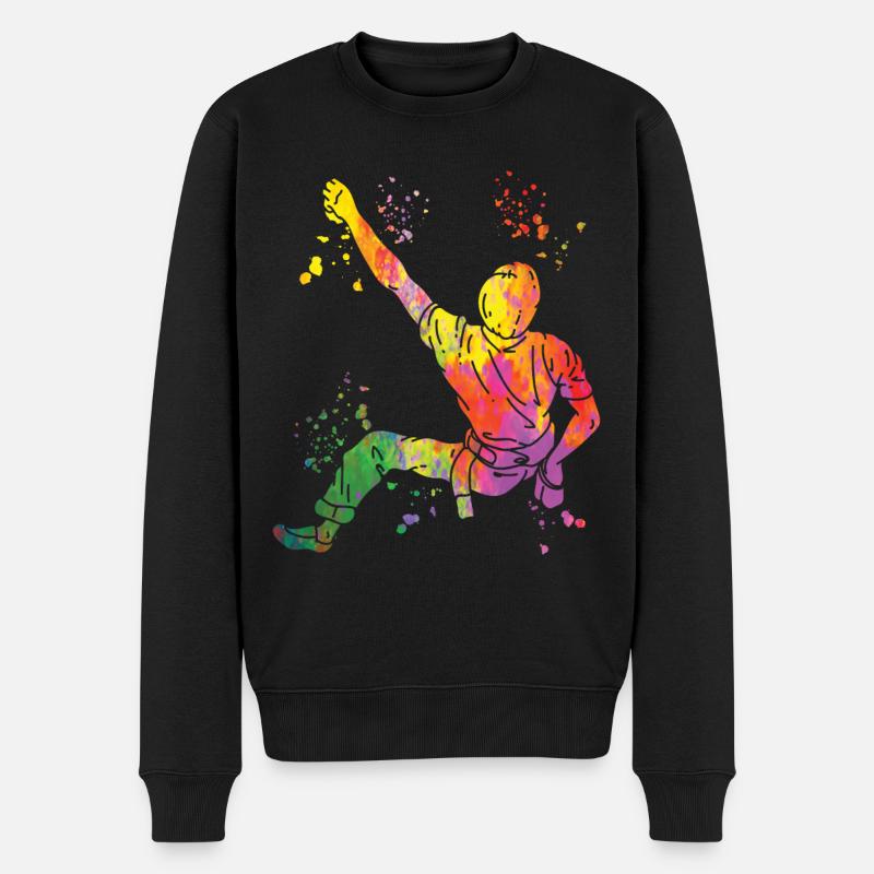 Boulderer Colorsplash Boulder Bouldern - Männer Premium Bio Pullover - Schwarz