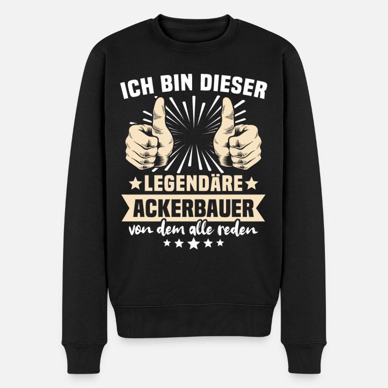 Ackerbauer Sprüche - Männer Premium Bio Pullover - Schwarz