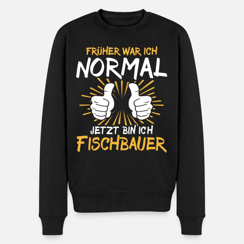 Fischbauer Spruch - Männer Premium Bio Pullover - Schwarz