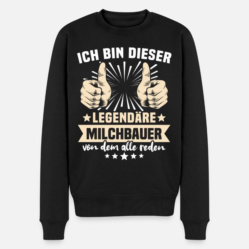 Milchbauer Sprüche - Männer Premium Bio Pullover - Schwarz