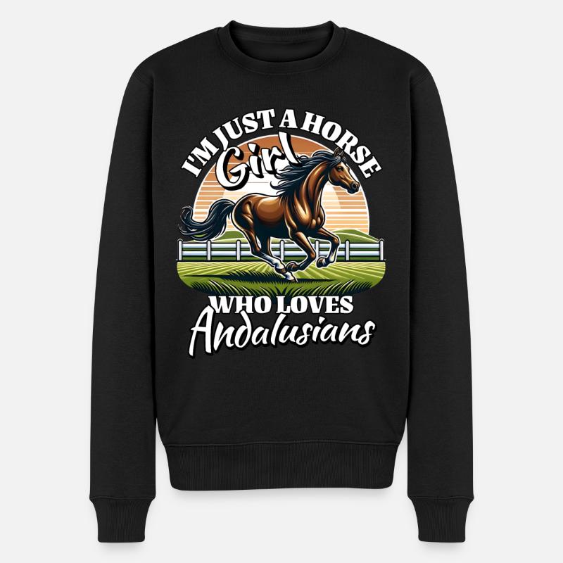 Ich Liebe Andalusier Spruch - Männer Premium Bio Pullover - Schwarz