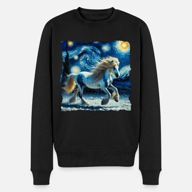 Nuit étoilée islandaise Cheval islandais - Pull Premium bio Homme - noir