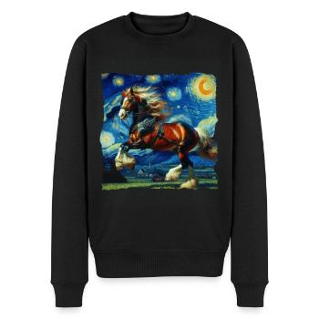 Cheval de la Comté, Nuit étoilée - Pull Premium bio Homme - noir - Devant - Nico (187cm)